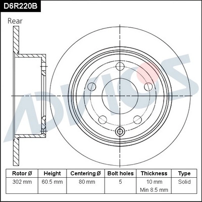 D6R220B ADVICS Тормозной диск (фото 1)