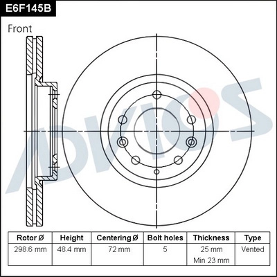 E6F145B ADVICS Тормозной диск (фото 1)