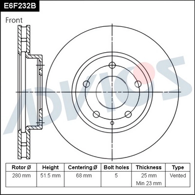 E6F232B ADVICS Тормозной диск (фото 1)