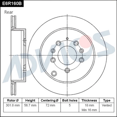 E6R160B ADVICS Тормозной диск (фото 1)