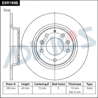 E6R189B ADVICS Тормозной диск (фото 1)