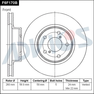 F6F170B ADVICS Тормозной диск (фото 1)