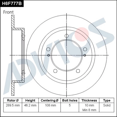 H6F777B ADVICS Тормозной диск (фото 1)