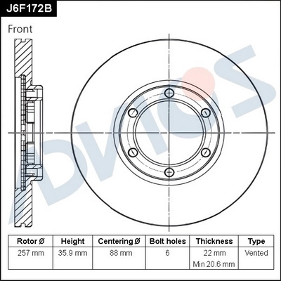 J6F172B ADVICS Тормозной диск (фото 1)