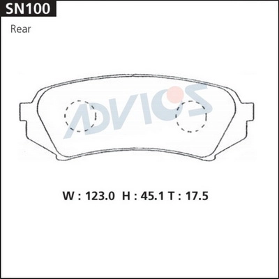 SN100 ADVICS Комплект тормозных колодок, дисковый тормоз (фото 2)