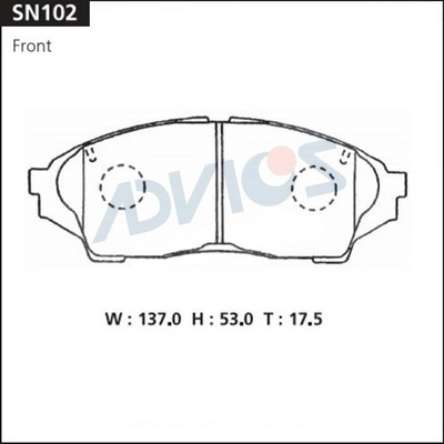 SN102 ADVICS Комплект тормозных колодок, дисковый тормоз (фото 2)