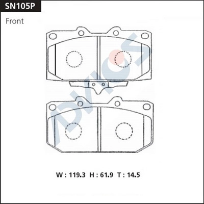 SN105P ADVICS Комплект тормозных колодок, дисковый тормоз (фото 2)