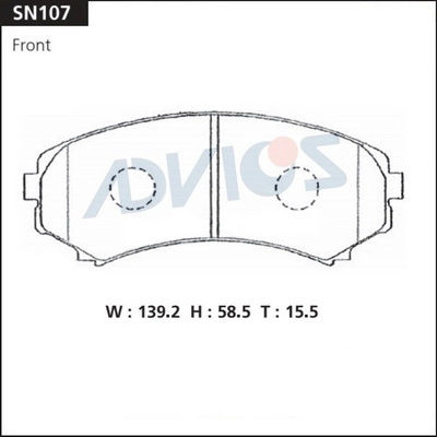 SN107 ADVICS Комплект тормозных колодок, дисковый тормоз (фото 2)