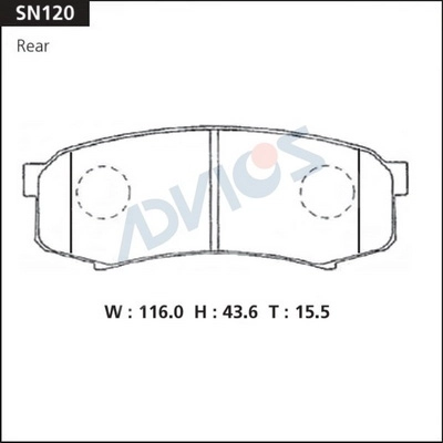 SN120 ADVICS Комплект тормозных колодок, дисковый тормоз (фото 2)