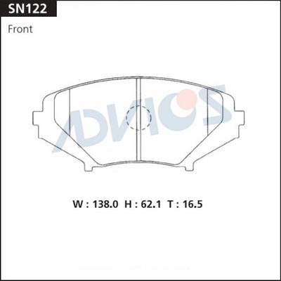 SN122 ADVICS Комплект тормозных колодок, дисковый тормоз (фото 2)