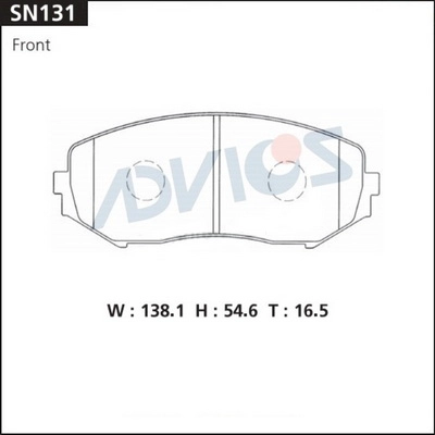 SN131 ADVICS Комплект тормозных колодок, дисковый тормоз (фото 2)