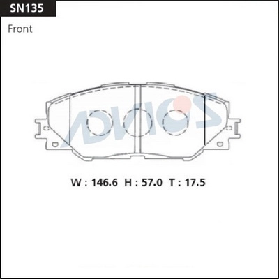 SN135 ADVICS Комплект тормозных колодок, дисковый тормоз (фото 2)