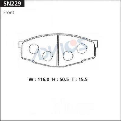 SN229 ADVICS Комплект тормозных колодок, дисковый тормоз (фото 2)