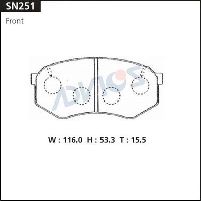 SN251 ADVICS Комплект тормозных колодок, дисковый тормоз (фото 2)