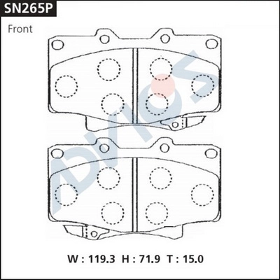 SN265P ADVICS Комплект тормозных колодок, дисковый тормоз (фото 2)