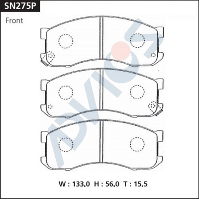 SN275P ADVICS Комплект тормозных колодок, дисковый тормоз (фото 1)