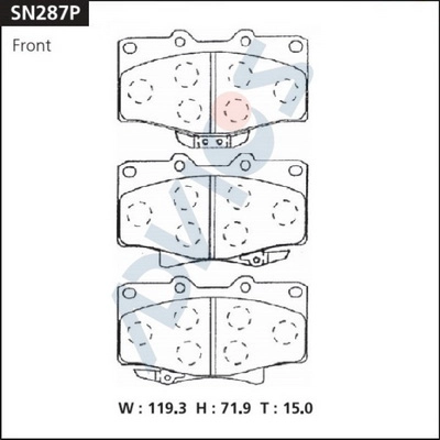 SN287P ADVICS Комплект тормозных колодок, дисковый тормоз (фото 2)