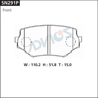 SN291P ADVICS Комплект тормозных колодок, дисковый тормоз (фото 2)