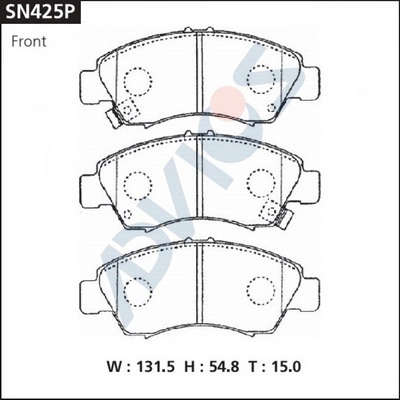 SN425P ADVICS Комплект тормозных колодок, дисковый тормоз (фото 2)