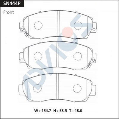 SN444P ADVICS Комплект тормозных колодок, дисковый тормоз (фото 2)