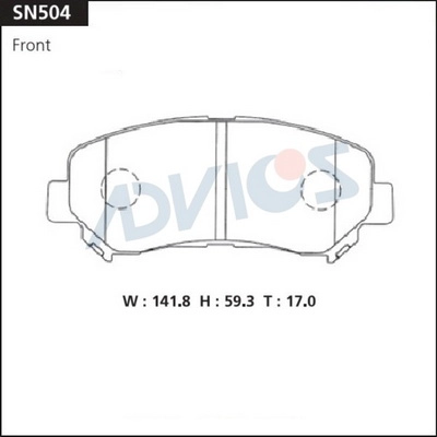 SN504 ADVICS Комплект тормозных колодок, дисковый тормоз (фото 2)