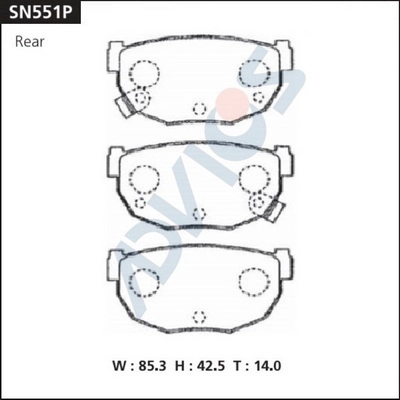 SN551P ADVICS Комплект тормозных колодок, дисковый тормоз (фото 2)