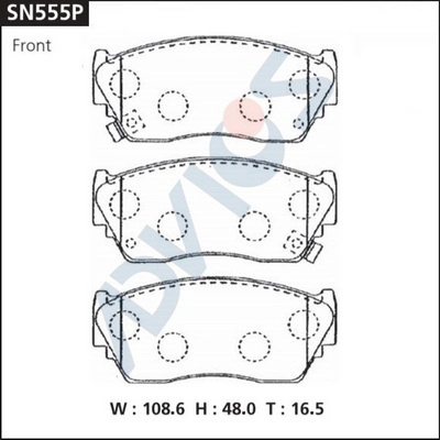 SN555P ADVICS Комплект тормозных колодок, дисковый тормоз (фото 2)