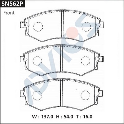 SN562P ADVICS Комплект тормозных колодок, дисковый тормоз (фото 2)