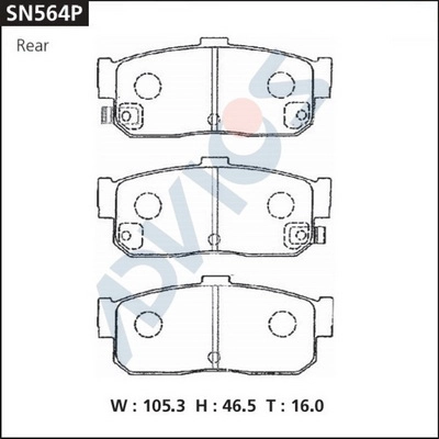 SN564P ADVICS Комплект тормозных колодок, дисковый тормоз (фото 1)