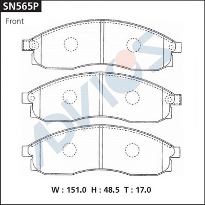 SN565P ADVICS Комплект тормозных колодок, дисковый тормоз (фото 2)