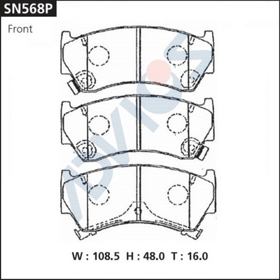 SN568P ADVICS Комплект тормозных колодок, дисковый тормоз (фото 2)