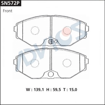 SN572P ADVICS Комплект тормозных колодок, дисковый тормоз (фото 2)