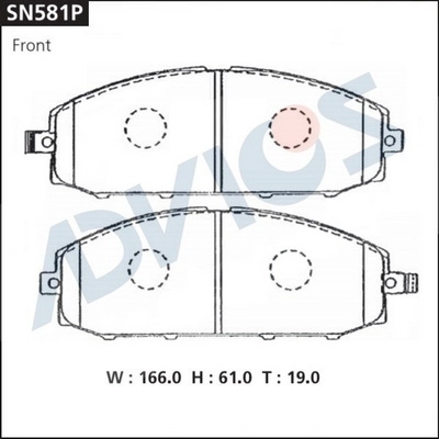 SN581P ADVICS Комплект тормозных колодок, дисковый тормоз (фото 2)