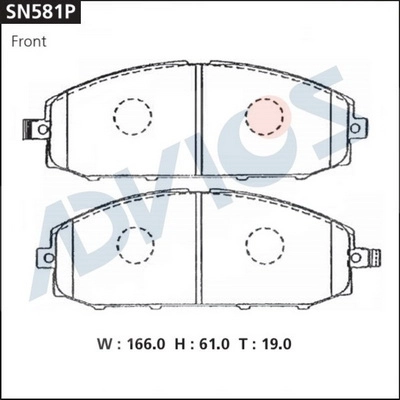 SN581P ADVICS Комплект тормозных колодок, дисковый тормоз (фото 1)