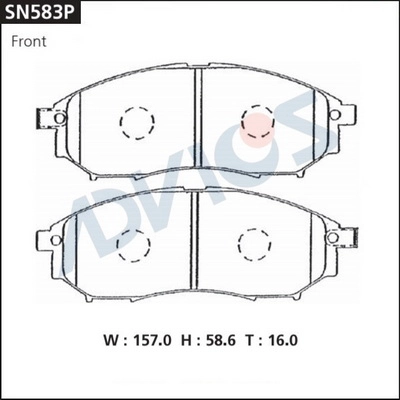 SN583P ADVICS Комплект тормозных колодок, дисковый тормоз (фото 2)