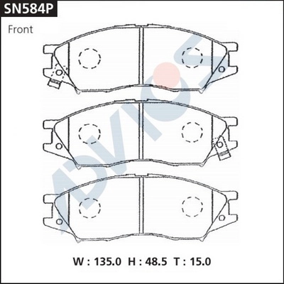 SN584P ADVICS Комплект тормозных колодок, дисковый тормоз (фото 2)