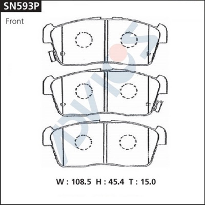 SN593P ADVICS Комплект тормозных колодок, дисковый тормоз (фото 2)