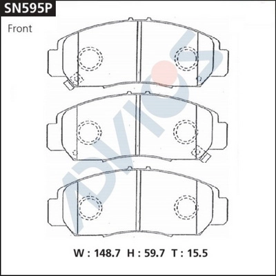 SN595P ADVICS Комплект тормозных колодок, дисковый тормоз (фото 2)