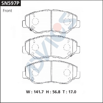 SN597P ADVICS Комплект тормозных колодок, дисковый тормоз (фото 2)