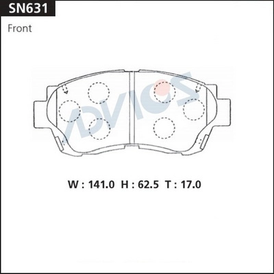 SN631 ADVICS Комплект тормозных колодок, дисковый тормоз (фото 2)