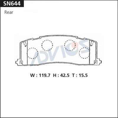 SN644 ADVICS Комплект тормозных колодок, дисковый тормоз (фото 2)