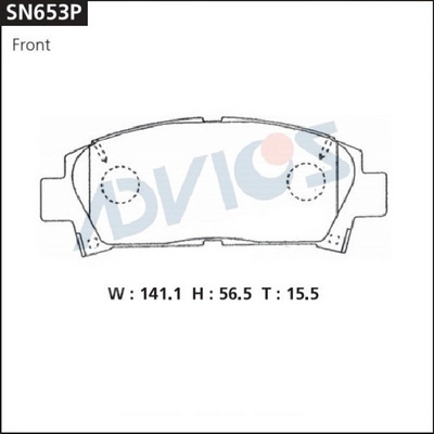 SN653P ADVICS Комплект тормозных колодок, дисковый тормоз (фото 2)