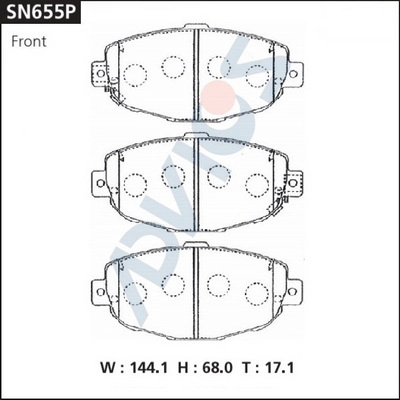 SN655P ADVICS Комплект тормозных колодок, дисковый тормоз (фото 2)