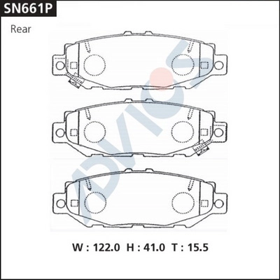 SN661P ADVICS Комплект тормозных колодок, дисковый тормоз (фото 2)