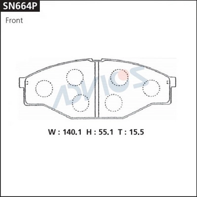 SN664P ADVICS Комплект тормозных колодок, дисковый тормоз (фото 2)