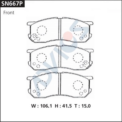 SN667P ADVICS Комплект тормозных колодок, дисковый тормоз (фото 2)