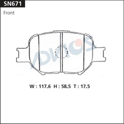 SN671 ADVICS Комплект тормозных колодок, дисковый тормоз (фото 2)