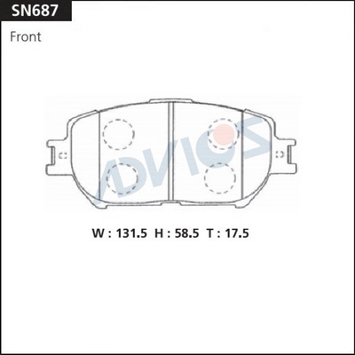SN687 ADVICS Комплект тормозных колодок, дисковый тормоз (фото 2)