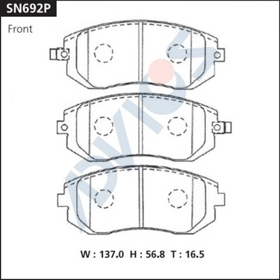 SN692P ADVICS Комплект тормозных колодок, дисковый тормоз (фото 2)