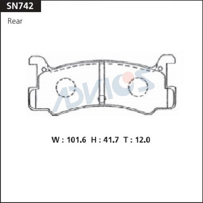 SN742 ADVICS Комплект тормозных колодок, дисковый тормоз (фото 2)